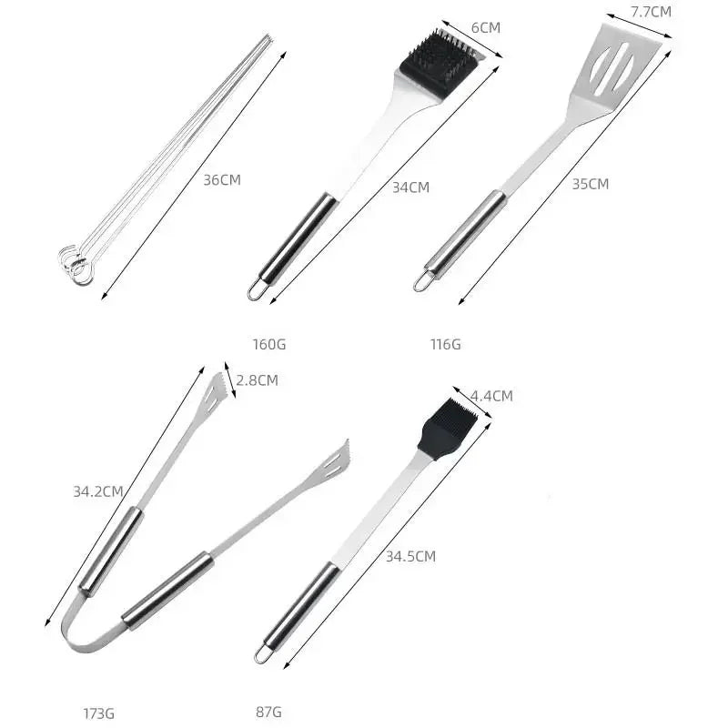 1 Set Utensil Set Outdoor Camping Tableware Stainless Steel Bbq Kits Outdoor Home Bbq Combination Bbq Kits Camping Cookware