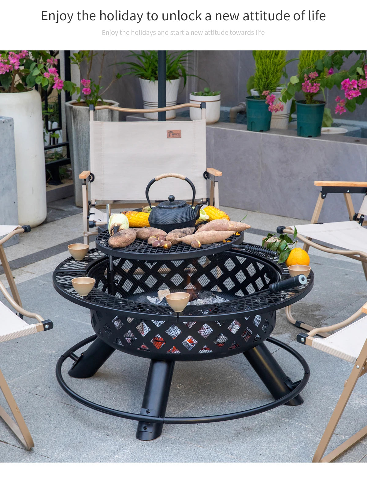Camping Outdoor Fire Pits Easily Cleaned Patio Barbecue Grill Bbq Outdoor Charcoal Stove