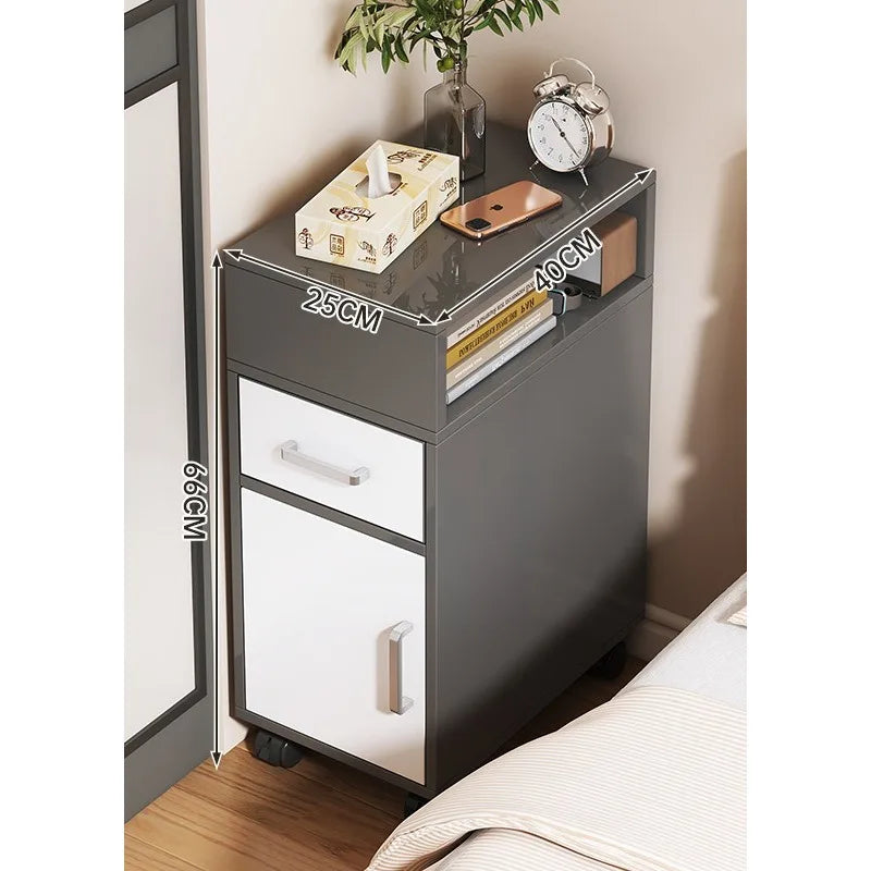 Bedside table Bedroom simple modern ultra-narrow simple crevice storage cabinetBedside table Household bedside shelf sidecabinet
