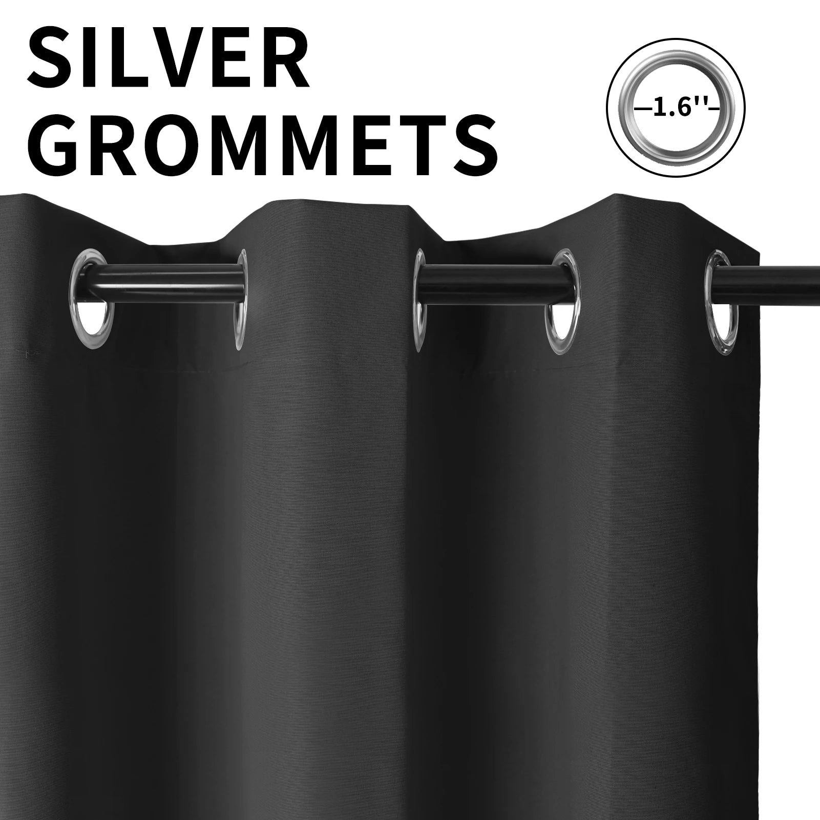 Blackout Curtain for Living Room Polyester Pongee Grommet Thermal Insulated Light Blocking Curtain Drape for Patio French Door