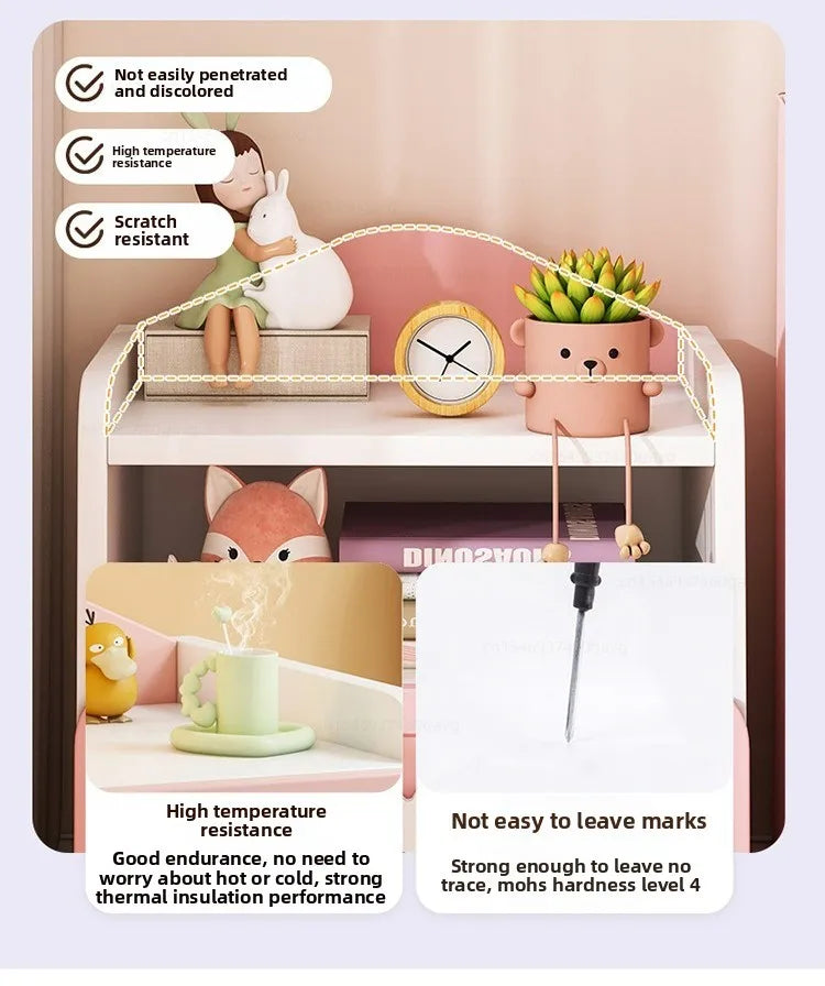 Modern Double Drawers Nightstand Kid Cute Dressing Bedside Table Household Multifunctional Girl Small White Cabinet Furniture