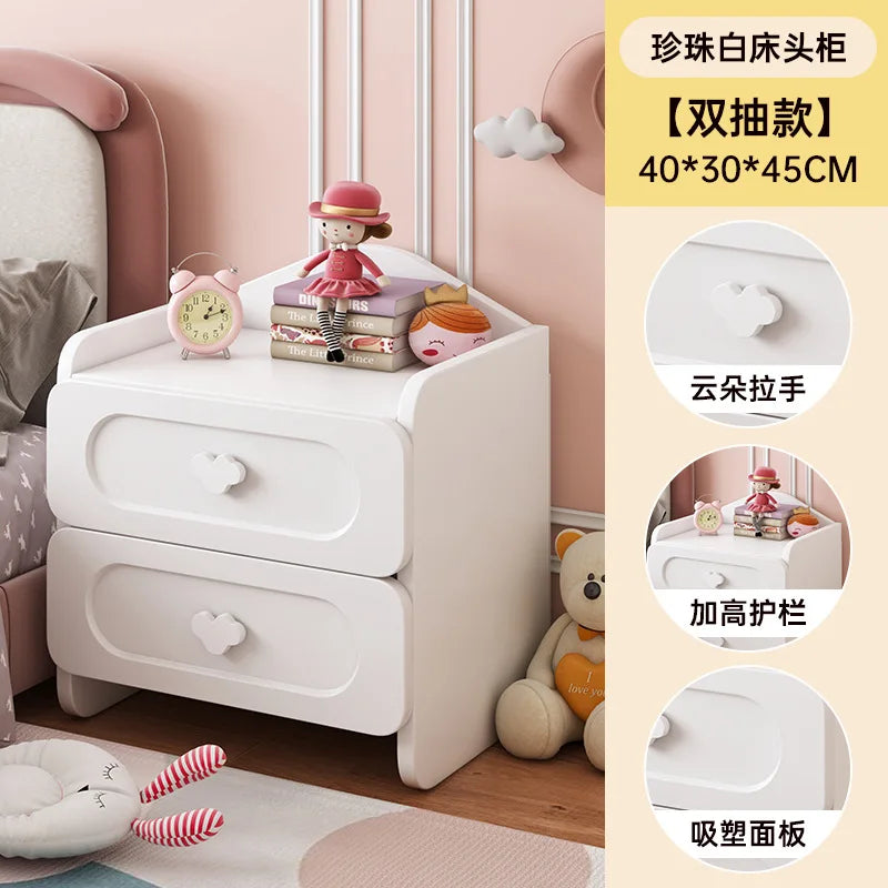 Modern Double Drawers Nightstand Kid Cute Dressing Bedside Table Household Multifunctional Girl Small White Cabinet Furniture