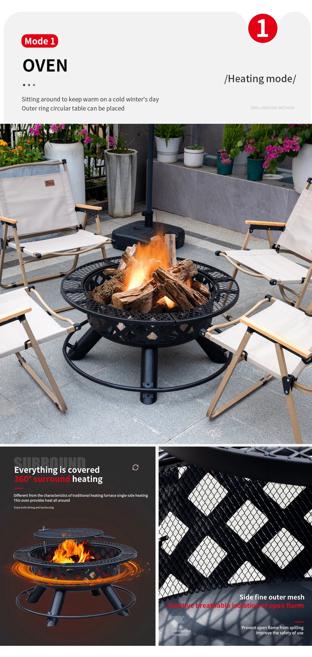 Camping Outdoor Fire Pits Easily Cleaned Patio Barbecue Grill Bbq Outdoor Charcoal Stove