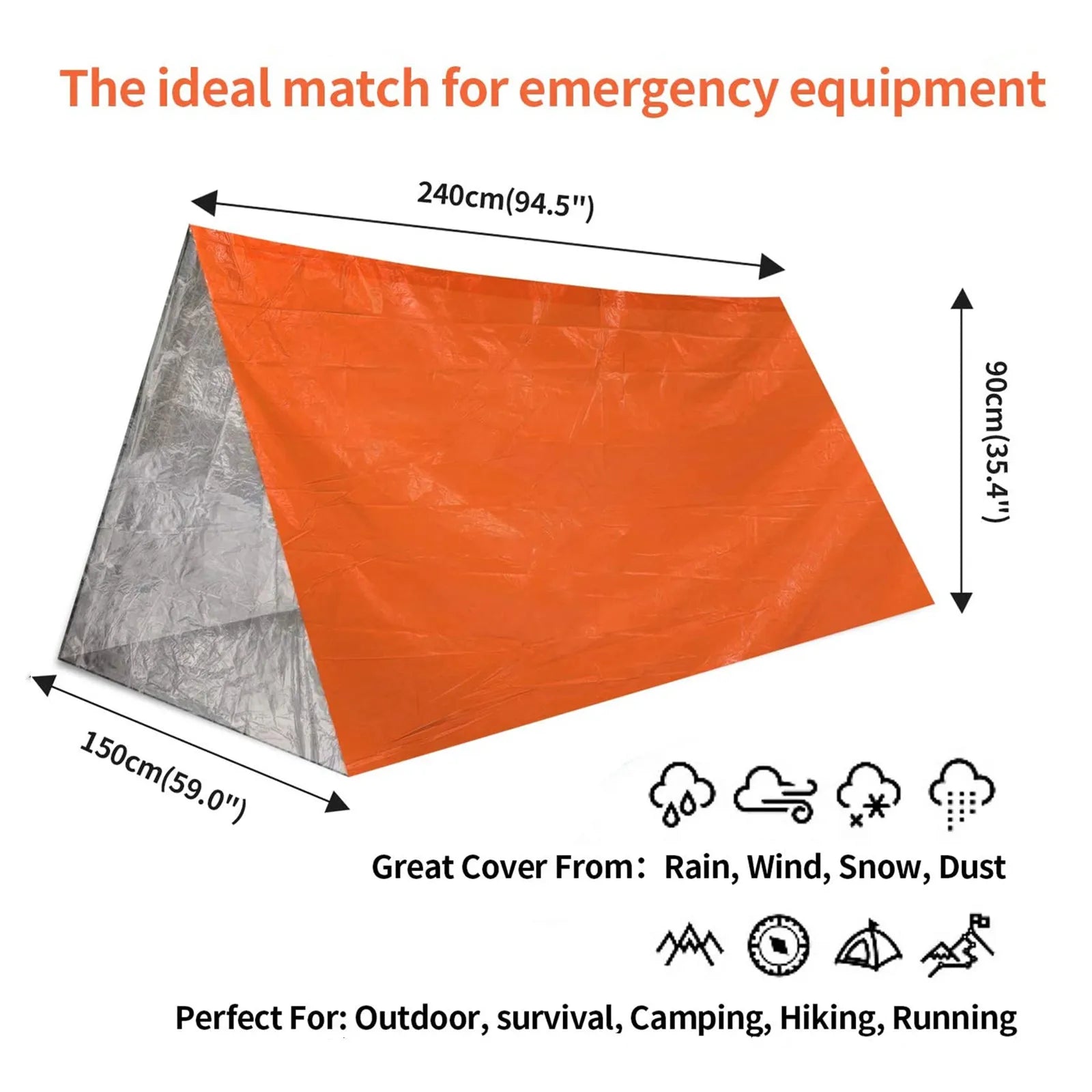 Outdoor emergency tent set with compass and whistle, wilderness survival camping set waterproof and portable