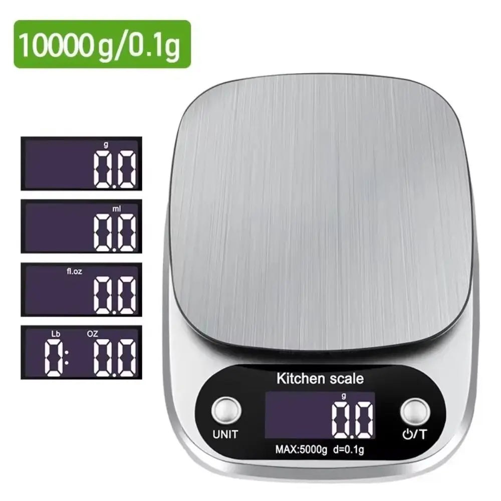 10/5Kg Digital Kitchen Scale LCD Display Stainless Steel Electronic Scale High Precision Touch Button Food Baking Scale