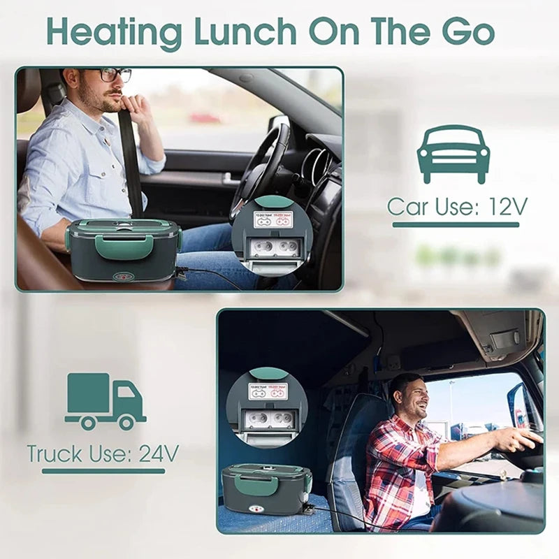 Portable Electric Stainless Steel Lunch Box with Meal Tray Food Preservation Heating Warmer Dinner Container Set