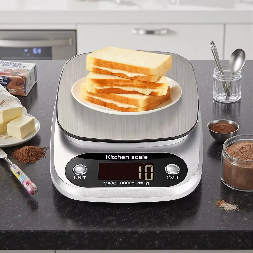 10/5Kg Digital Kitchen Scale LCD Display Stainless Steel Electronic Scale High Precision Touch Button Food Baking Scale