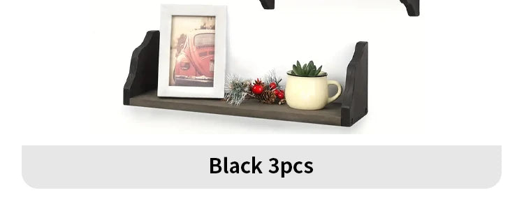 3 Set Floating Widened Wall Shelves Rustic Wood Wall Mounted Shelves Rack Decor Wood Shelf For Home Bathroom Bedroom Living