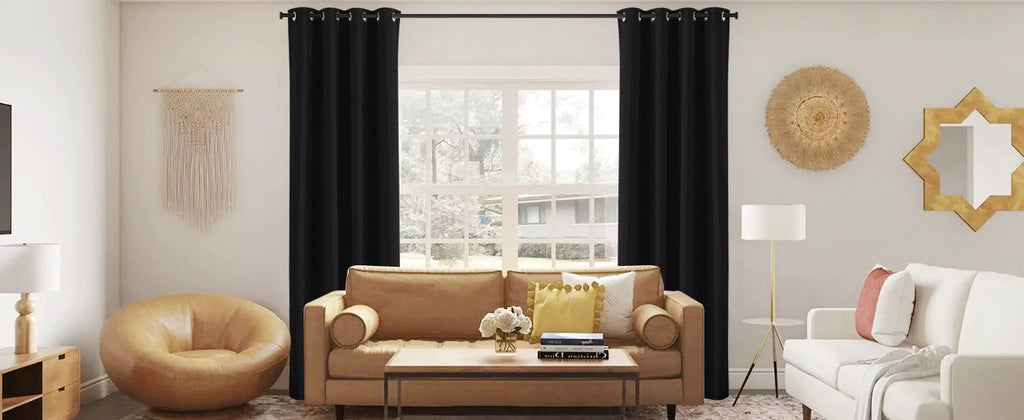 Blackout Curtain for Living Room Polyester Pongee Grommet Thermal Insulated Light Blocking Curtain Drape for Patio French Door