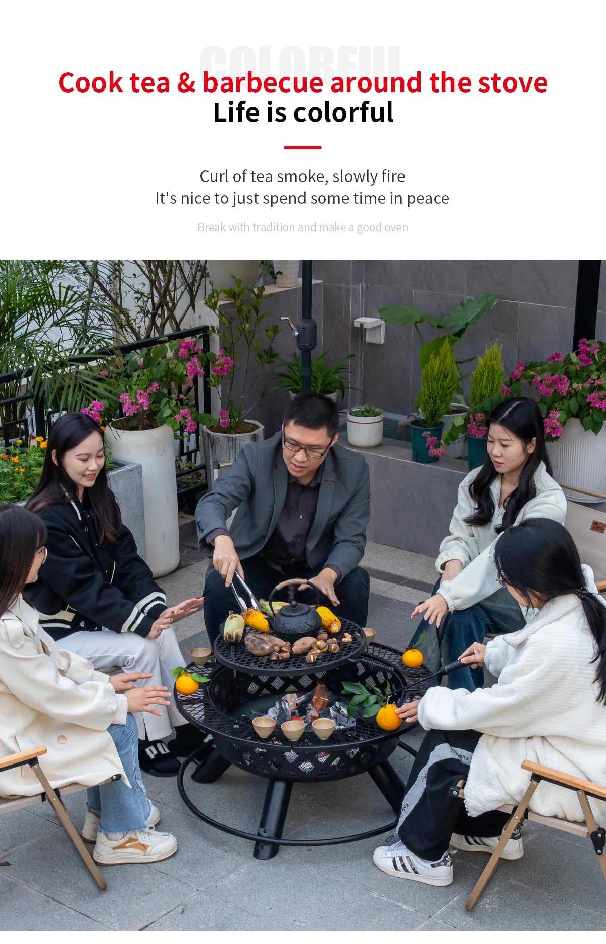 Camping Outdoor Fire Pits Easily Cleaned Patio Barbecue Grill Bbq Outdoor Charcoal Stove