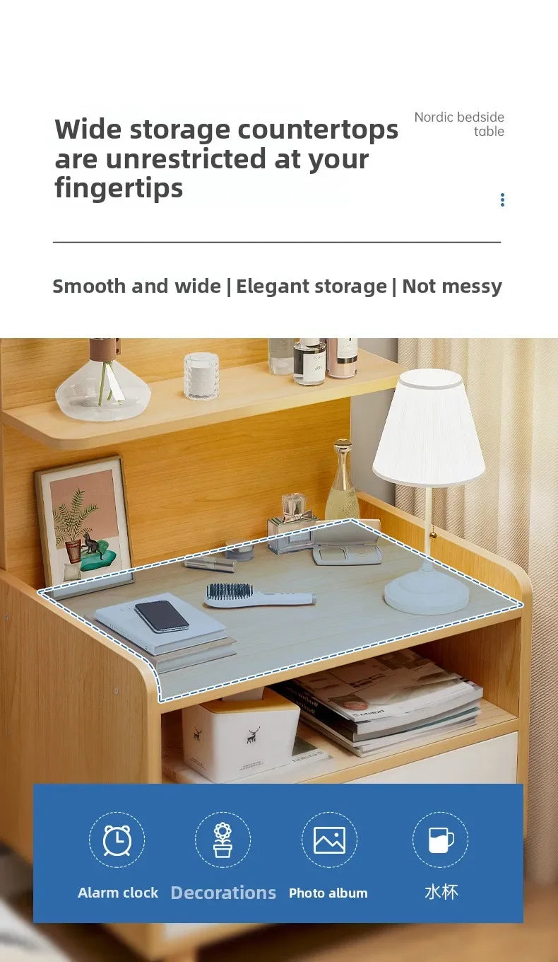 Minimalist Household Goods Bedside Table Wide Small Chest Cabinet Multi-layer Locker With Drawers Small Cabinet