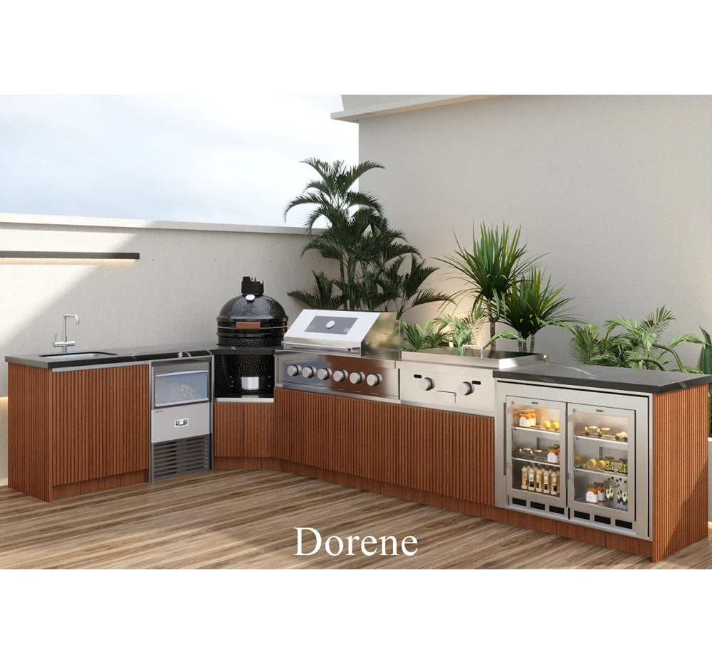 Summer Hot Sales Kitchen Outdoor Furniture Built in Small Outdoor Kitchen Cabinets Set with BBQ Grill and Fridge