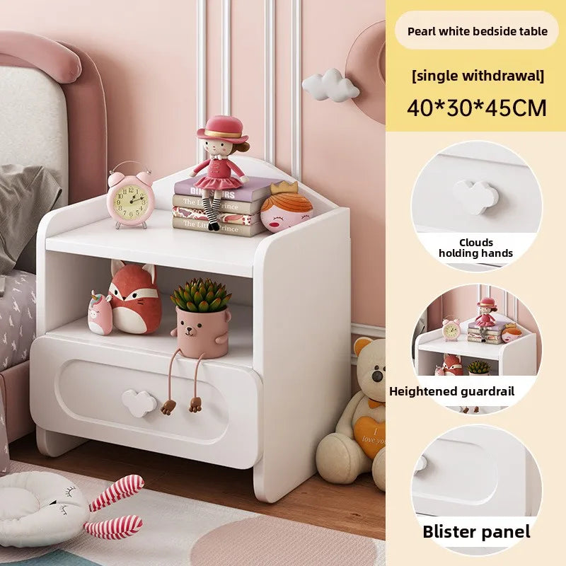 Modern Double Drawers Nightstand Kid Cute Dressing Bedside Table Household Multifunctional Girl Small White Cabinet Furniture