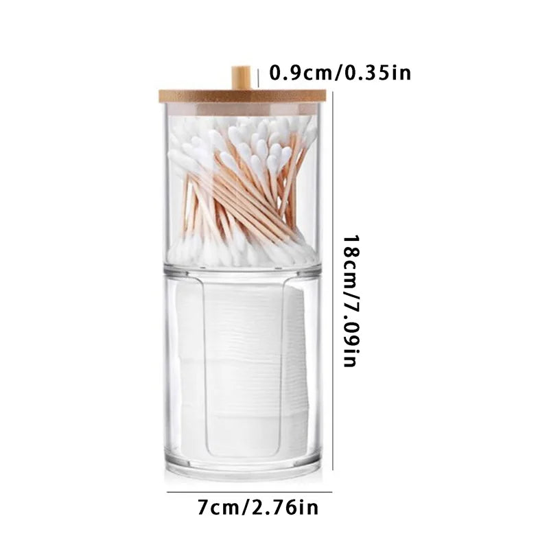 Bathroom Organizer Accessories Set Makeup Holder Storage with Clear Plastic Lids, Cotton Ball/Swabs Dispenser, Organizer Jar