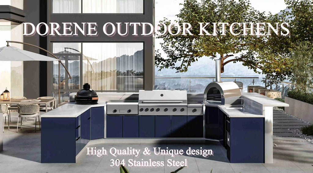 Summer Hot Sales Kitchen Outdoor Furniture Built in Small Outdoor Kitchen Cabinets Set with BBQ Grill and Fridge