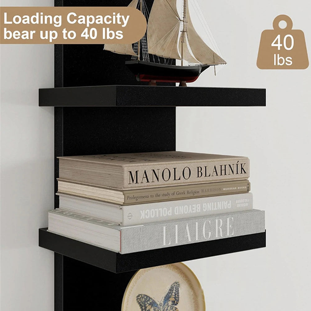 5 Tier Wall-Mounted Bookshelf Floating Shelves Wood Shelf Decor for Bathroom Storage Rack Thick Wall Kitchen Bookshelf Organizer