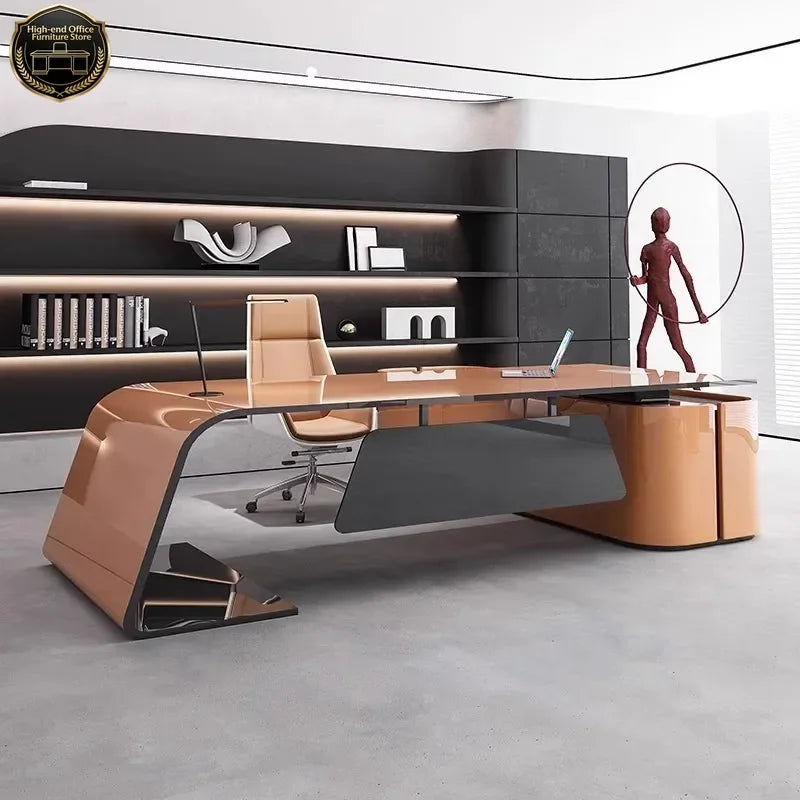 European High Quality Office Desk Cheap Executive Study Standing Office Desk Storage Floor Boss Wooden Escritorio Furniture