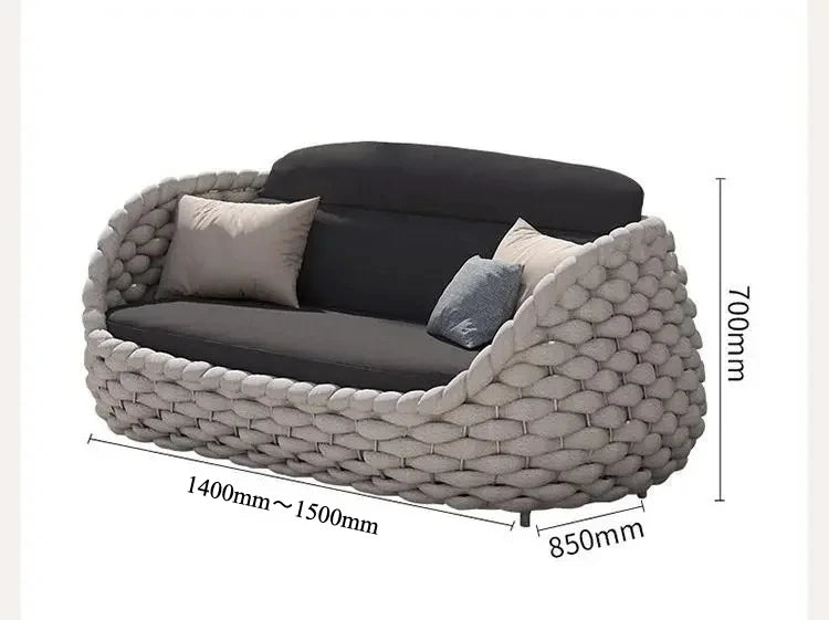 Outdoor Rattan Patio Furniture Set Cushioned Wicker Loveseat Garden Backyard Porch Sofa All Weather Durable