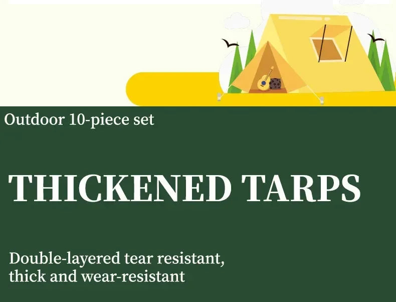 Portable outdoor utensils set of 10 pieces outdoor barbecue camping kitchen kitchenware for backpack BBQ titanium camping