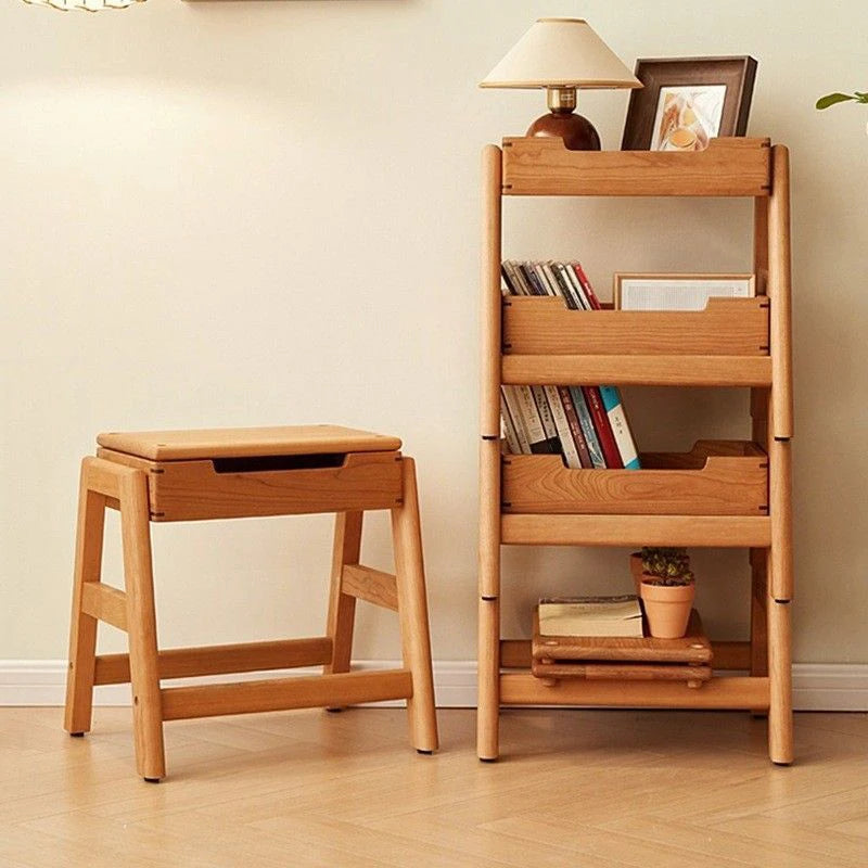 Wooden Ottomans Multifunctional Storage Stools Nordic Rectangular Shoe Changing Stools Living Room Footrests Modern Design