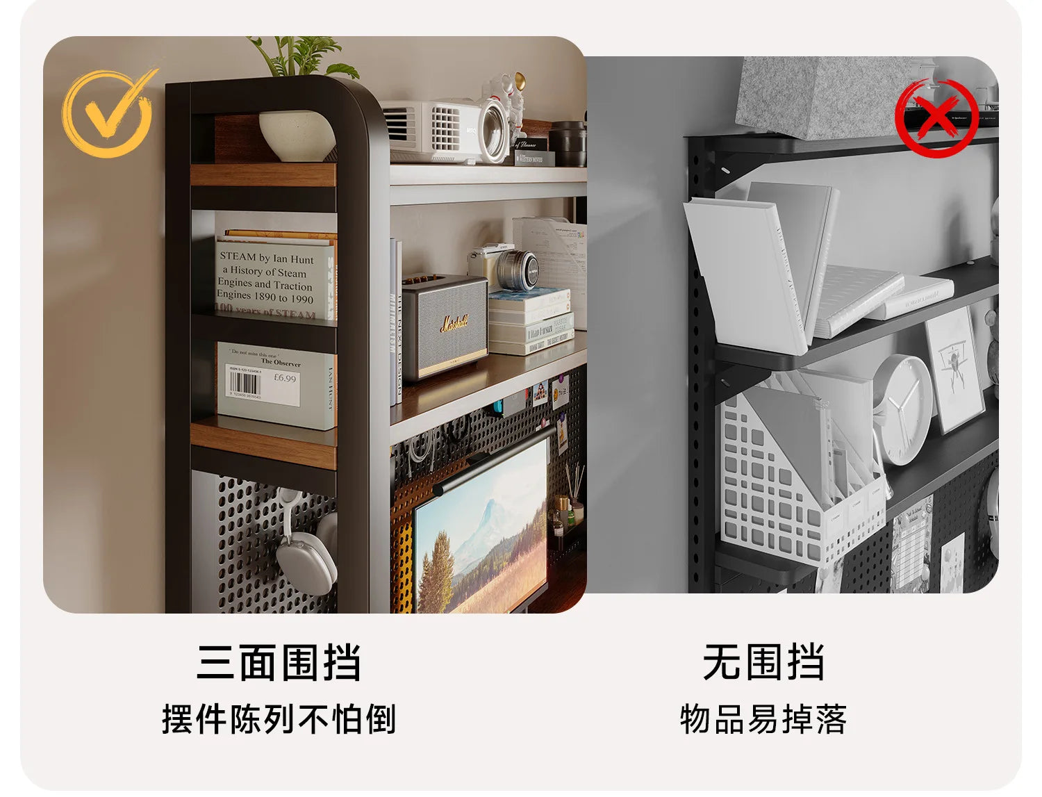 Solid wood computer desk, bedroom, home desktop gaming desk, student learning desk, perforated board desk, bookshelf integrated