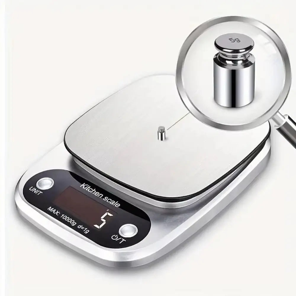 10/5Kg Digital Kitchen Scale LCD Display Stainless Steel Electronic Scale High Precision Touch Button Food Baking Scale