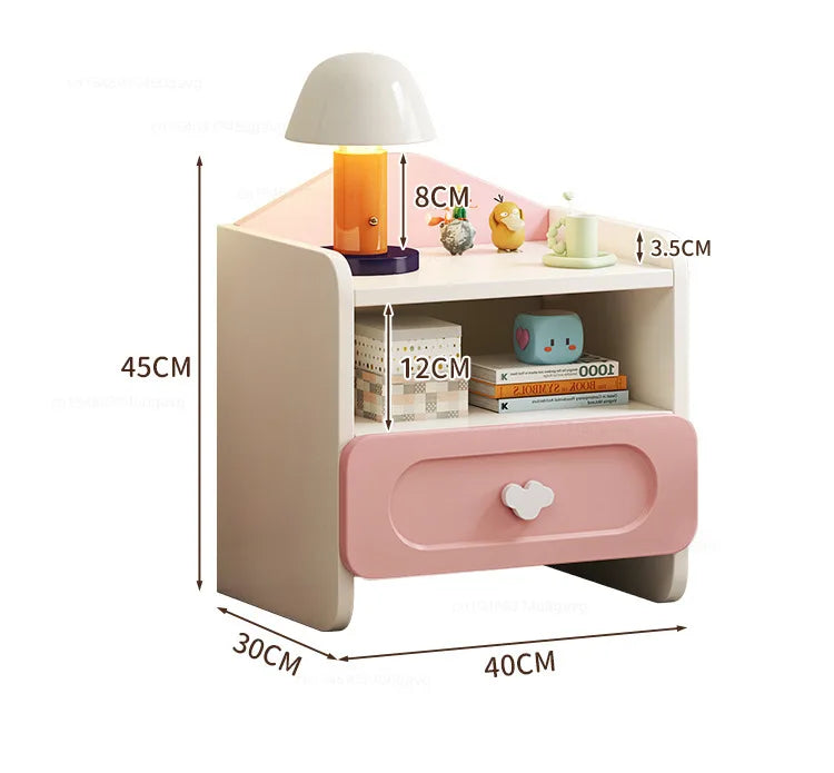Modern Double Drawers Nightstand Kid Cute Dressing Bedside Table Household Multifunctional Girl Small White Cabinet Furniture