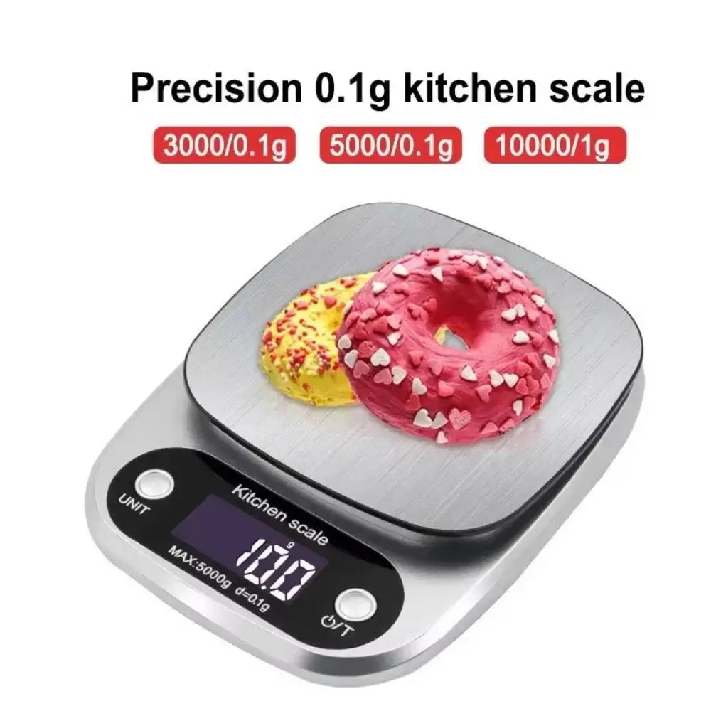 10/5Kg Digital Kitchen Scale LCD Display Stainless Steel Electronic Scale High Precision Touch Button Food Baking Scale