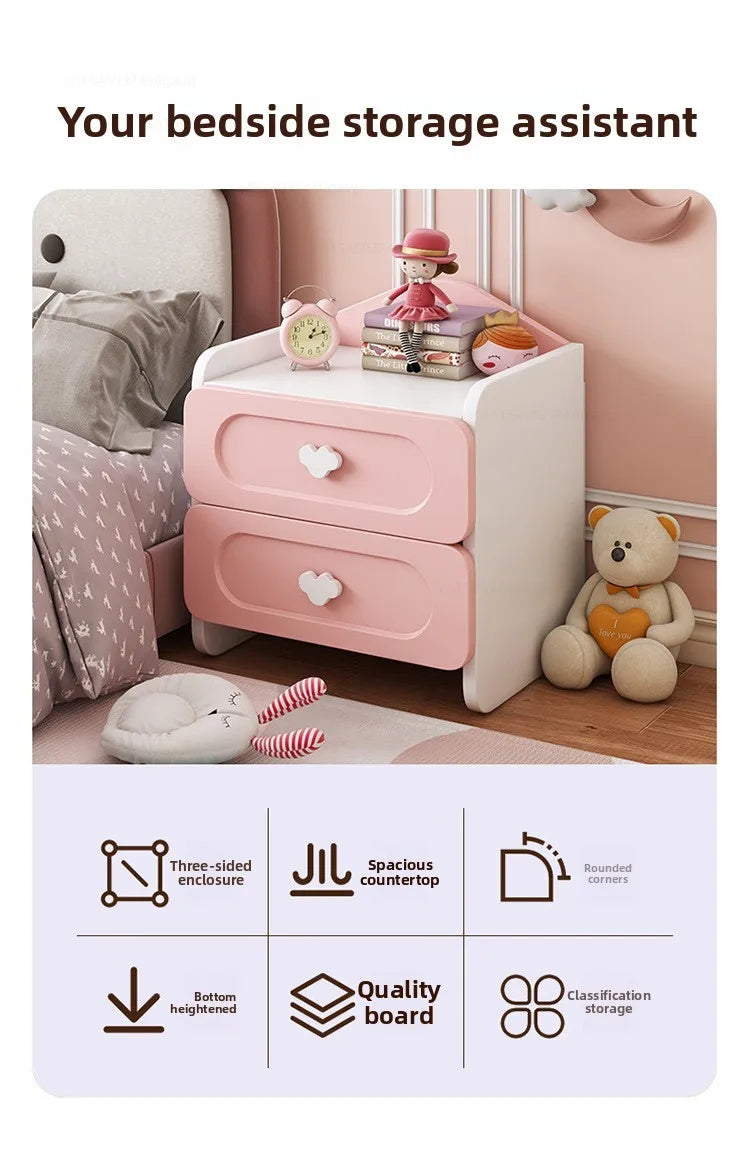 Modern Double Drawers Nightstand Kid Cute Dressing Bedside Table Household Multifunctional Girl Small White Cabinet Furniture