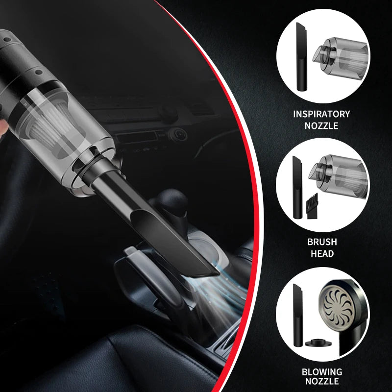 Portable Cordless Handheld Car Vacuum Cleaner Dual Use Blowing & Suction with Multi-Nozzles for Car Home Pet Office