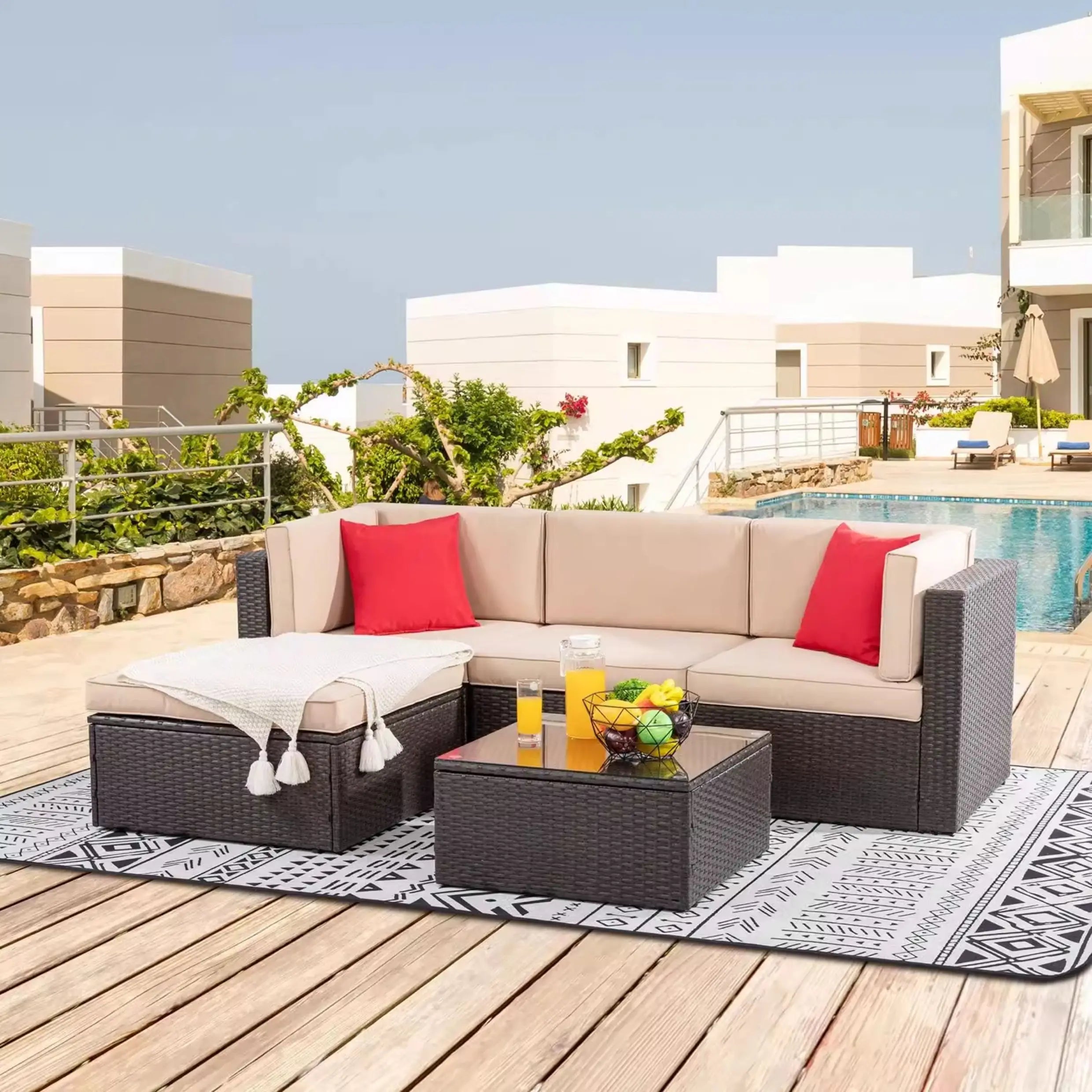 Outdoor Rattan Garden Furniture Sets Sofa Modern Luxury Metal Garden Furniture Sets Storage Table Conjunto Trendy Furniture