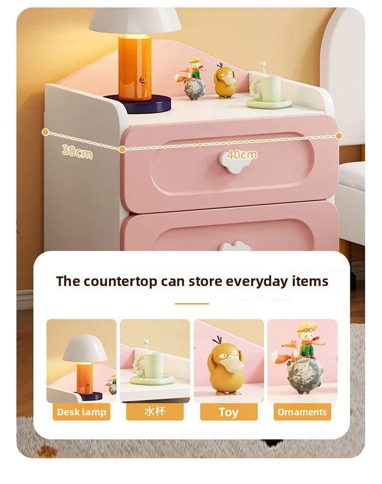 Modern Double Drawers Nightstand Kid Cute Dressing Bedside Table Household Multifunctional Girl Small White Cabinet Furniture