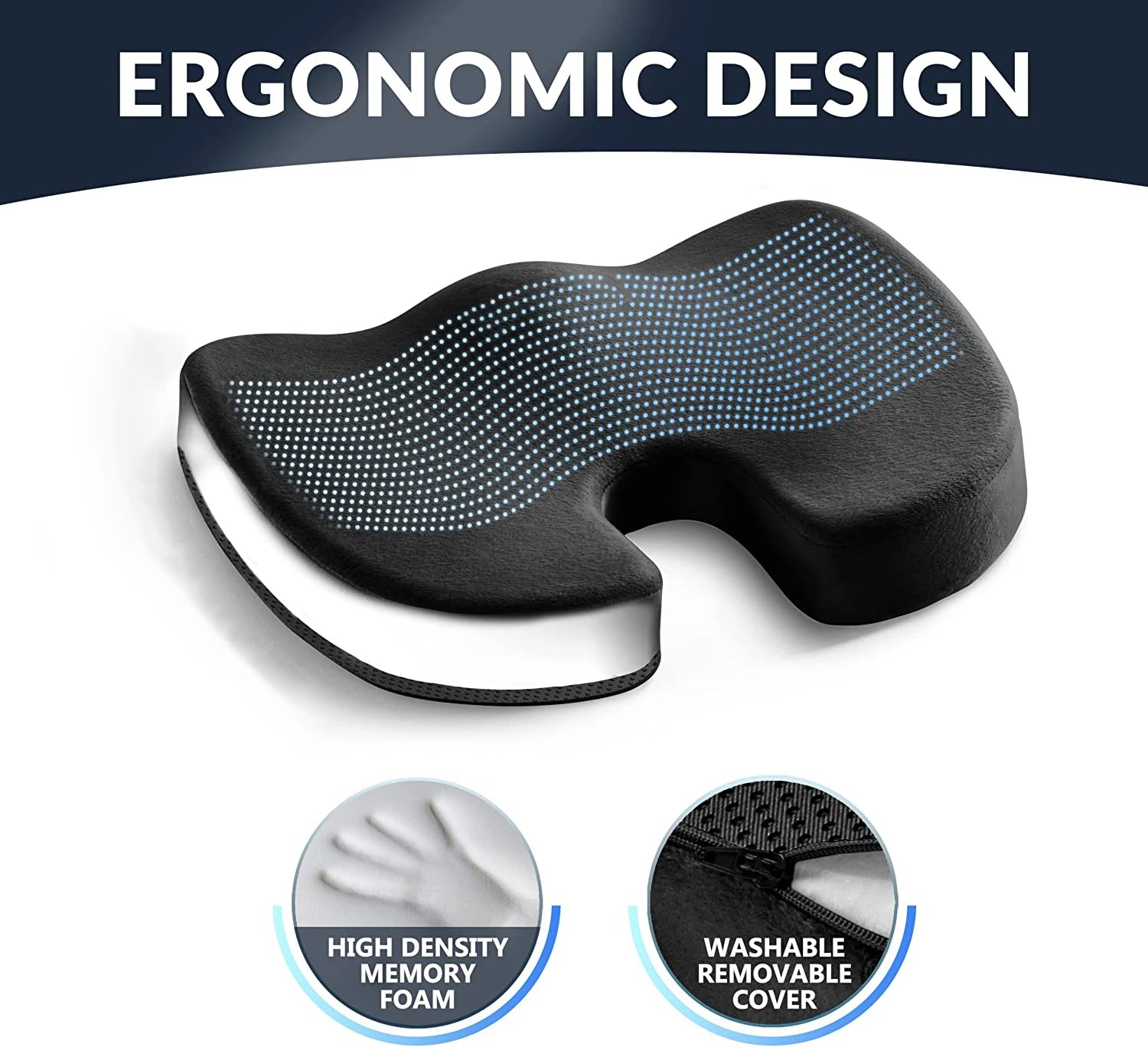 Gel Cushion Non-slip Gel and Memory Foam Coccyx Cushion Office Chair Cushion Car Cushion Sedentary Artifact