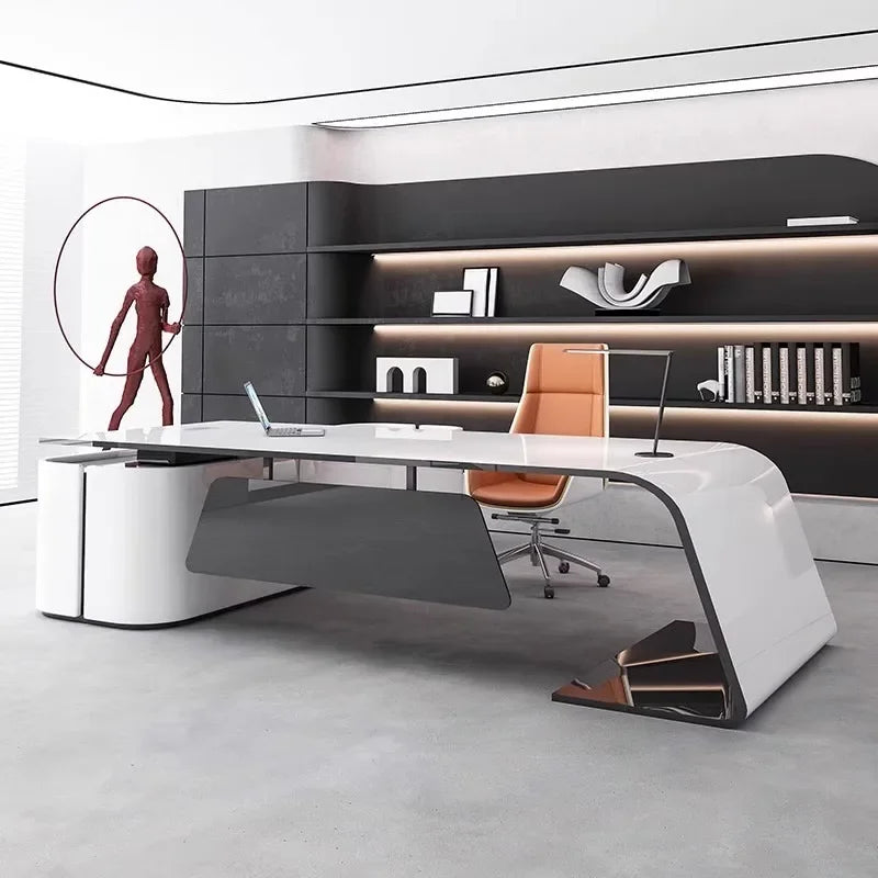 European High Quality Office Desk Cheap Executive Study Standing Office Desk Storage Floor Boss Wooden Escritorio Furniture