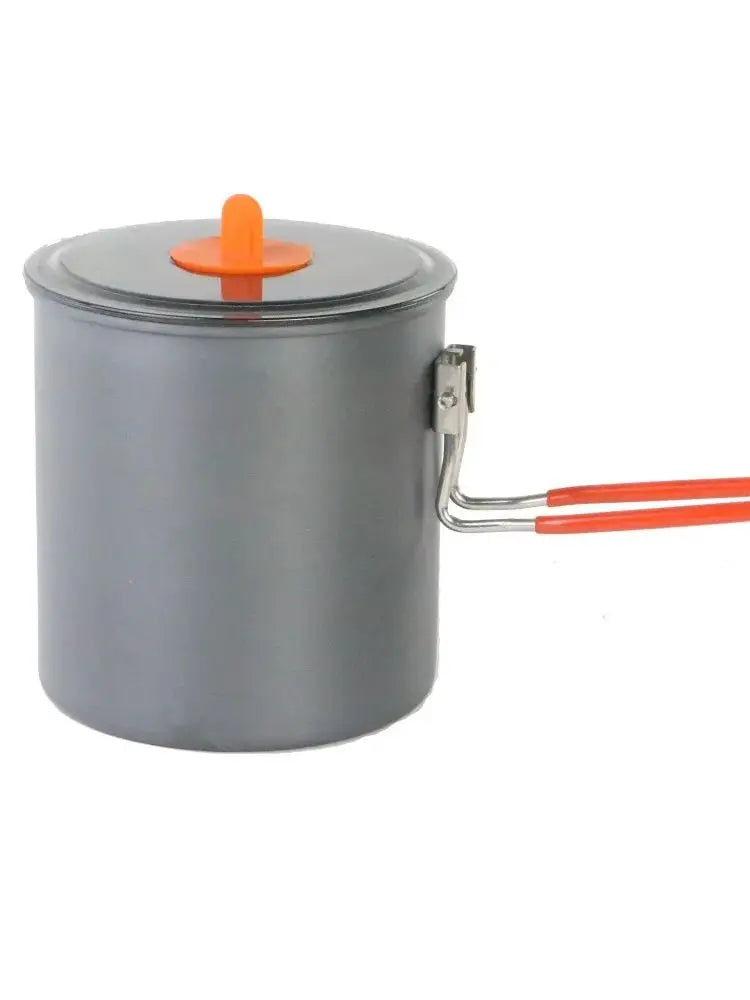 Outdoor Tableware Set - 1L Camping Cooking Pot Set with Folding Handle - Portable Camping Pot Set for Picnic and Hiking Travel