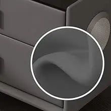 Drawer Modern Bedside Table Wireless Charging Station Fingerprint Lock Speaker 3 Color LED Lights Bedroom White 3 Drawers