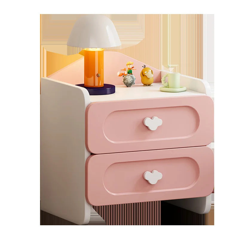 Modern Double Drawers Nightstand Kid Cute Dressing Bedside Table Household Multifunctional Girl Small White Cabinet Furniture