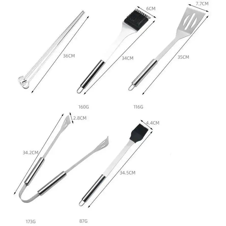 1 Set Utensil Set Outdoor Camping Tableware Stainless Steel Bbq Kits Outdoor Home Bbq Combination Bbq Kits Camping Cookware