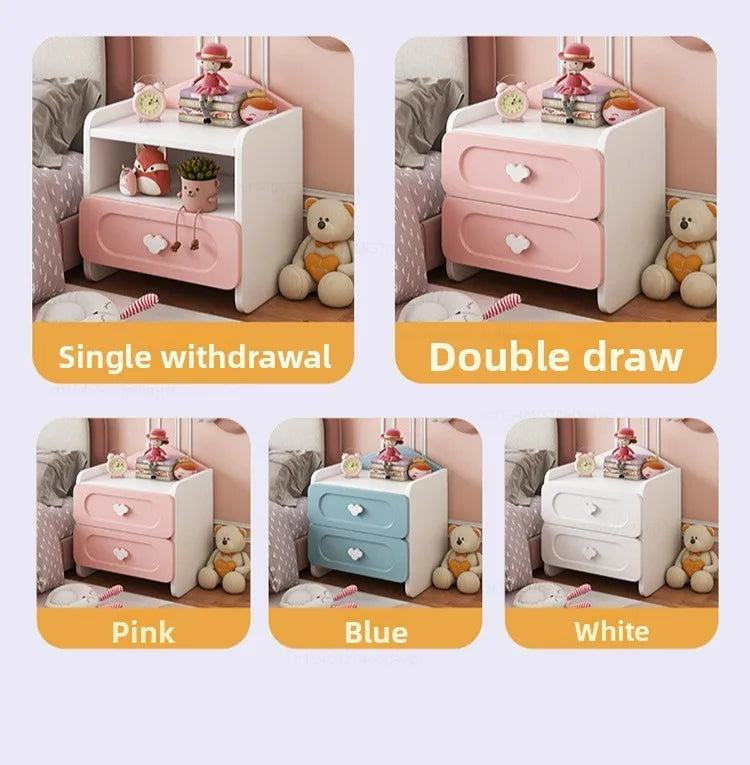 Modern Double Drawers Nightstand Kid Cute Dressing Bedside Table Household Multifunctional Girl Small White Cabinet Furniture