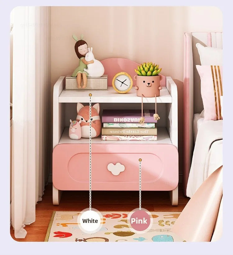 Modern Double Drawers Nightstand Kid Cute Dressing Bedside Table Household Multifunctional Girl Small White Cabinet Furniture