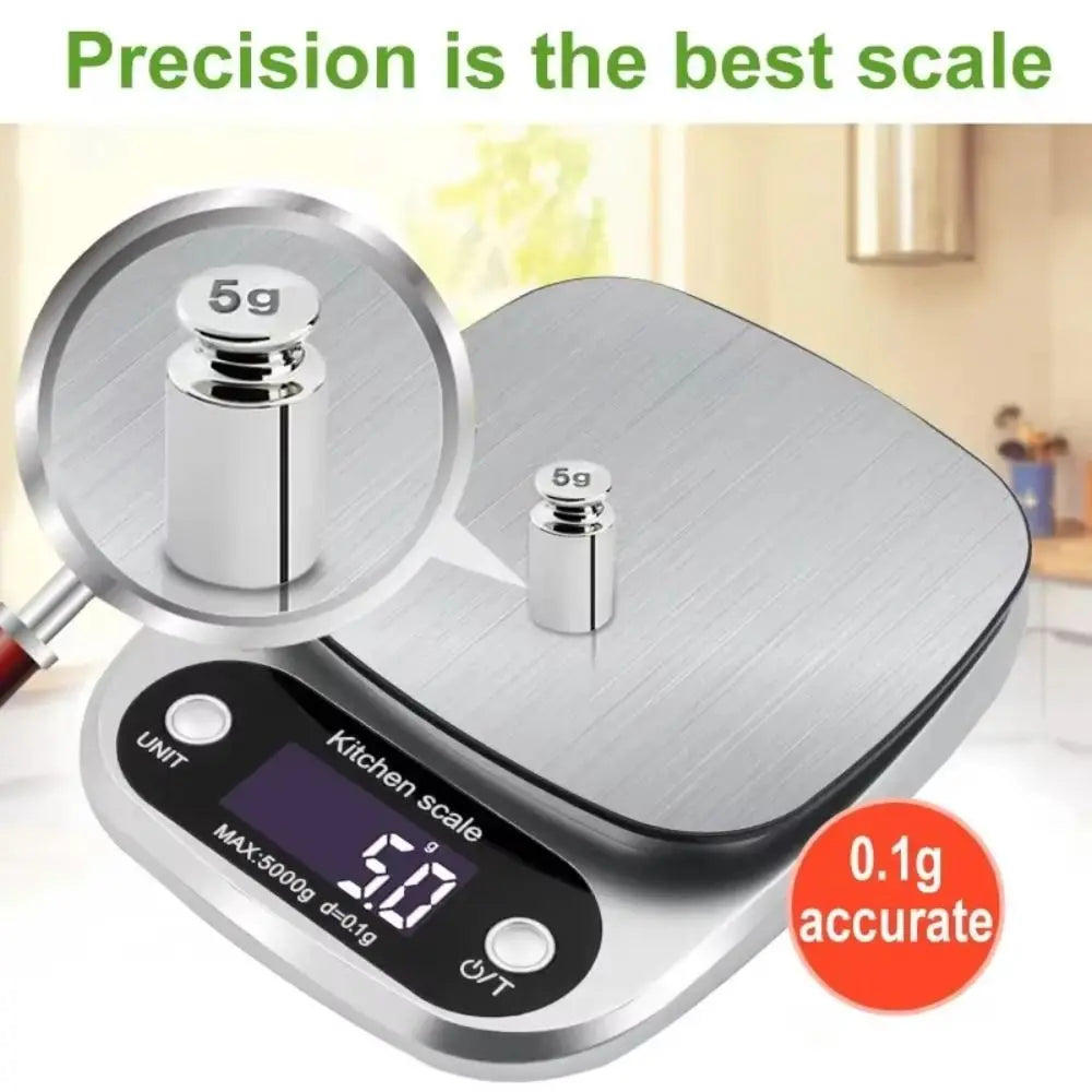 10/5Kg Digital Kitchen Scale LCD Display Stainless Steel Electronic Scale High Precision Touch Button Food Baking Scale
