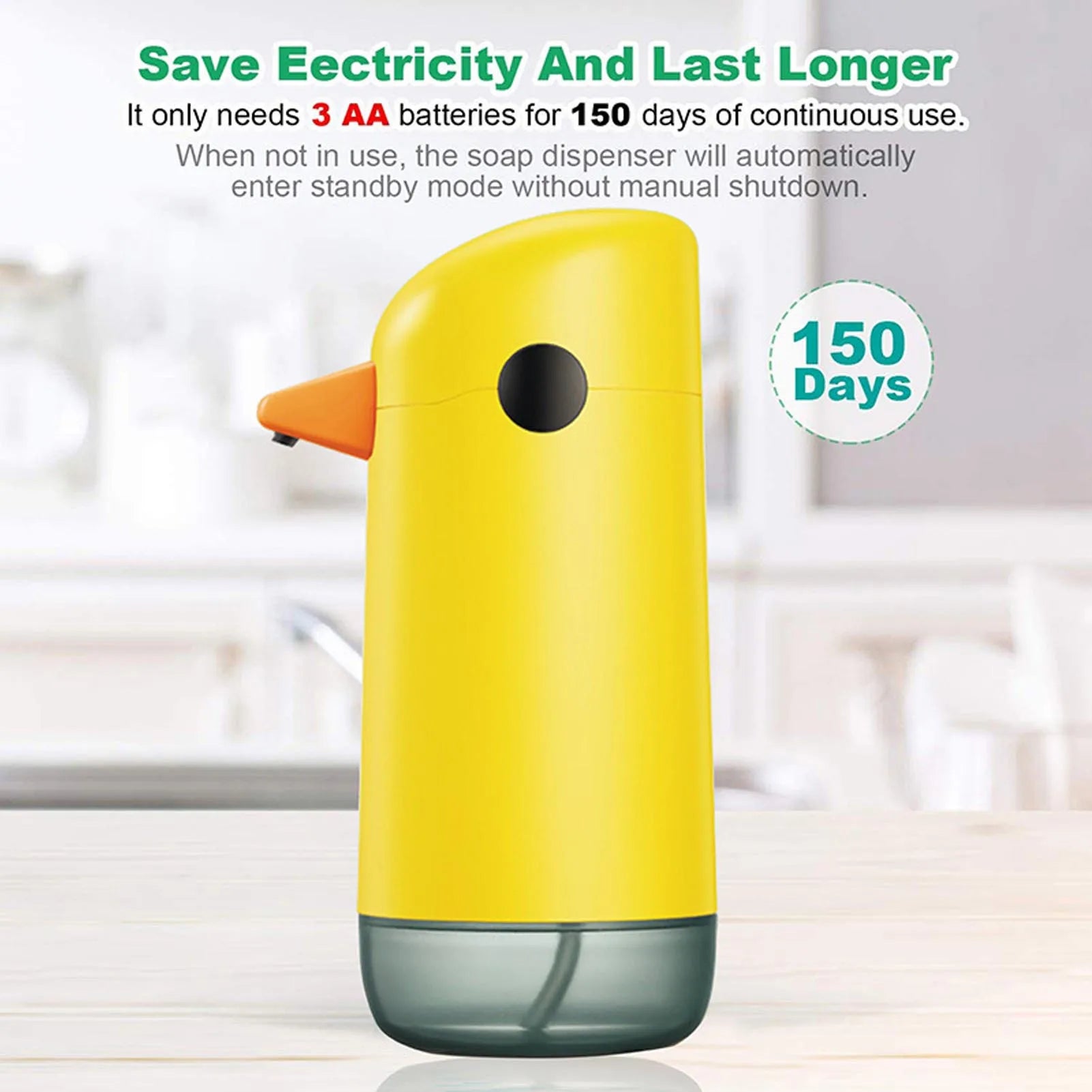 Automatic Soap Dispenser Automatic Soap Dispenser Yellow Duck Cute Touchless Soap Dispenser Visual Liquid Level Battery Powered