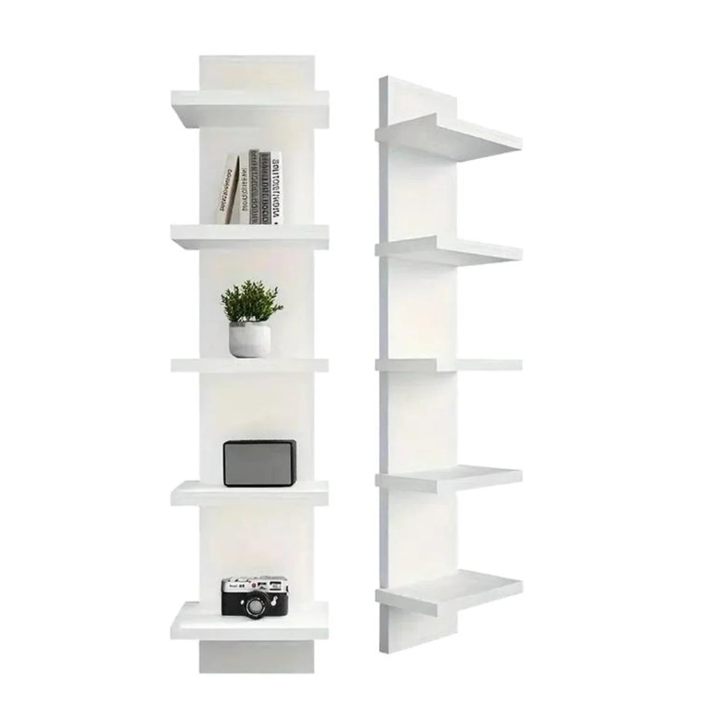 5 Tier Wall-Mounted Bookshelf Floating Shelves Wood Shelf Decor for Bathroom Storage Rack Thick Wall Kitchen Bookshelf Organizer