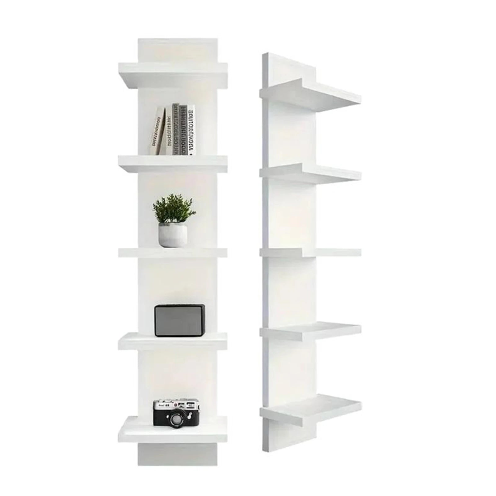 5 Tier Wall-Mounted Bookshelf Floating Shelves Wood Shelf Decor for Bathroom Storage Rack Thick Wall Kitchen Bookshelf Organizer