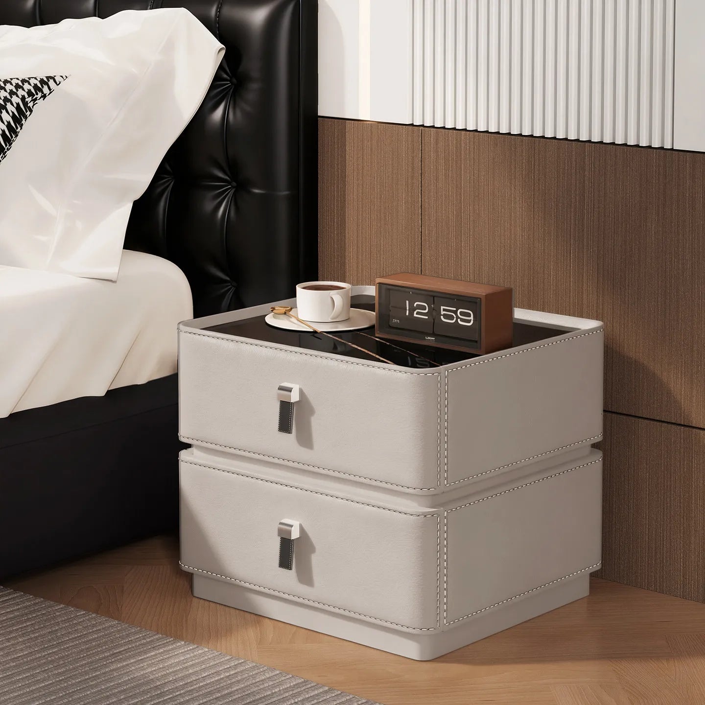 Drawers Mid Century Modern Bedside Table Bedroom Cabinets Low Organizer Space Saving Bedside Table Small Muebles Home Furniture