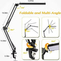 Desk lamp,LED desk lamp with rocker arm,adjustable Angle,10 brightness levels,3 lighting modes,fixture,eye-protecting learning