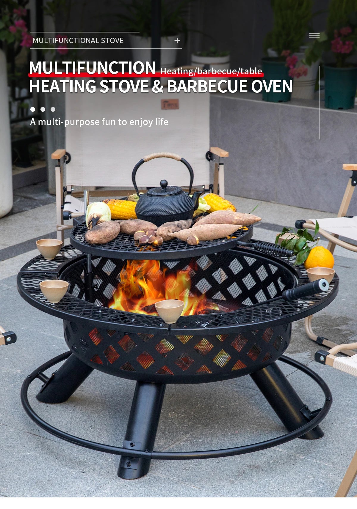 Camping Outdoor Fire Pits Easily Cleaned Patio Barbecue Grill Bbq Outdoor Charcoal Stove