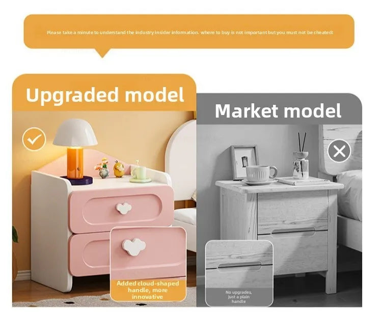 Modern Double Drawers Nightstand Kid Cute Dressing Bedside Table Household Multifunctional Girl Small White Cabinet Furniture
