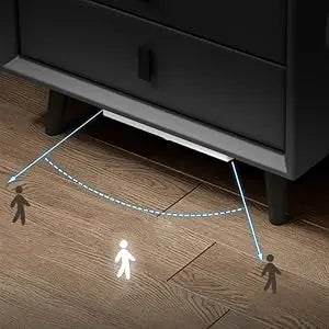 Drawer Modern Bedside Table Wireless Charging Station Fingerprint Lock Speaker 3 Color LED Lights Bedroom White 3 Drawers
