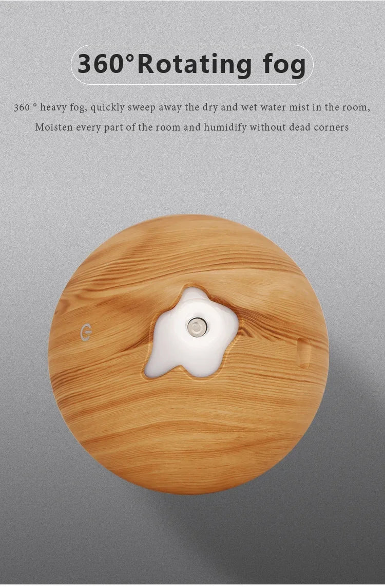 Aromatherapy Essential Oil Diffuser 350ML Wood Grain Remote Control Ultrasonic Air Humidifier Cool with 7 Color LED Light